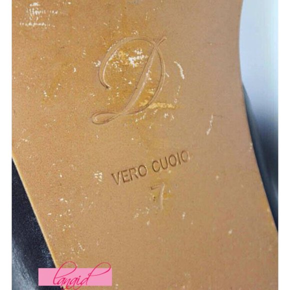 Delman Toe-Ring Strappy Genuine Leather Rich Brown Flat Criss-Cross Sandals 7 - Picture 7 of 8